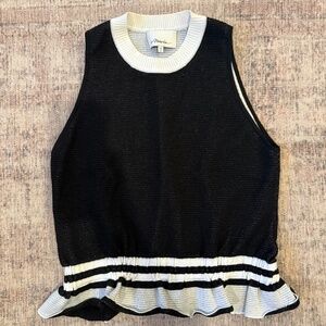 Phillip Lim black and white knit vest with ruffle size Small p